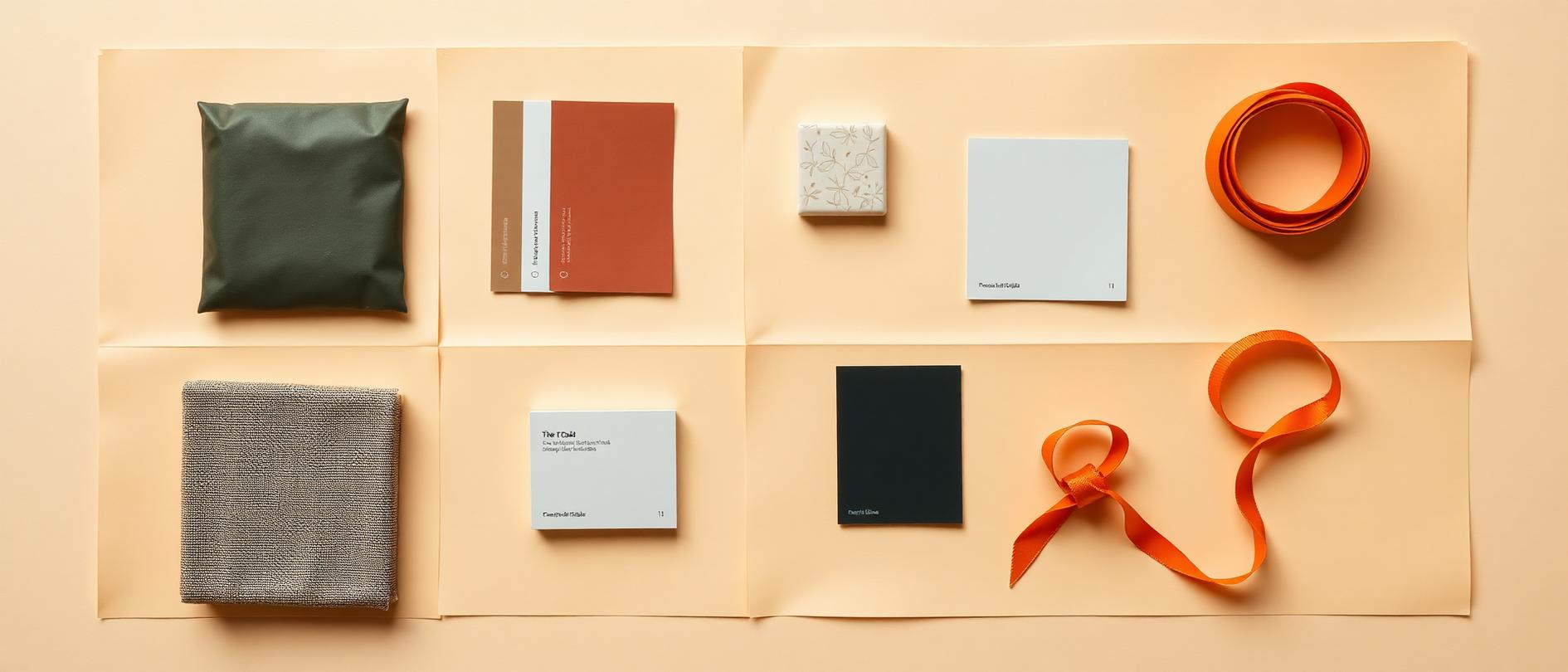 A modular grid of packaging, fabric and paint samples representing ARMEO's capabilities.